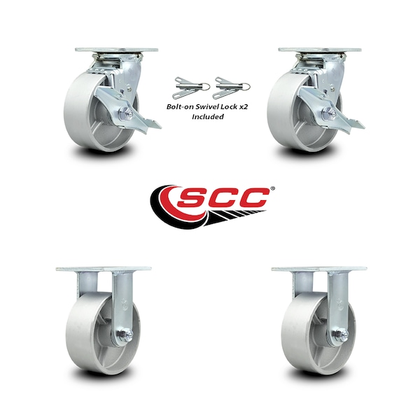 5 Inch Semi Steel Caster Set with 2 Brakes/Swivel Lock 2 Rigid